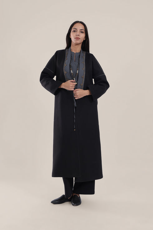 Embroidered Wool long Coat
